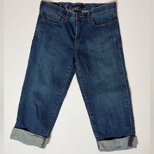 Levis 525 Perfect Waist Capri Jeans Womens Size 10 Blue Stretch Denim Cuffed